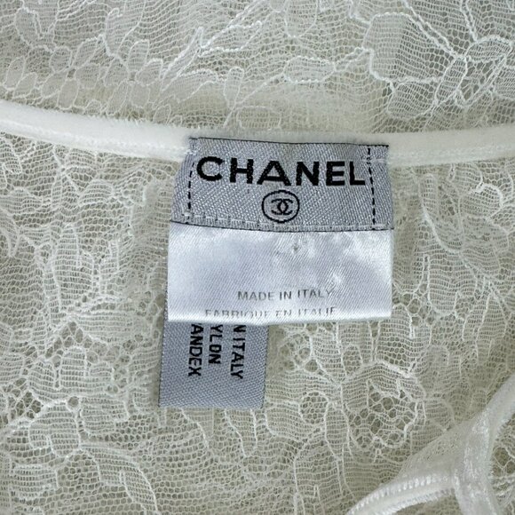CHANEL Le Make Up De Chanel P24358V14575 Lace Long Sleeve Tops White Size Tag 34 - Picture 8 of 11